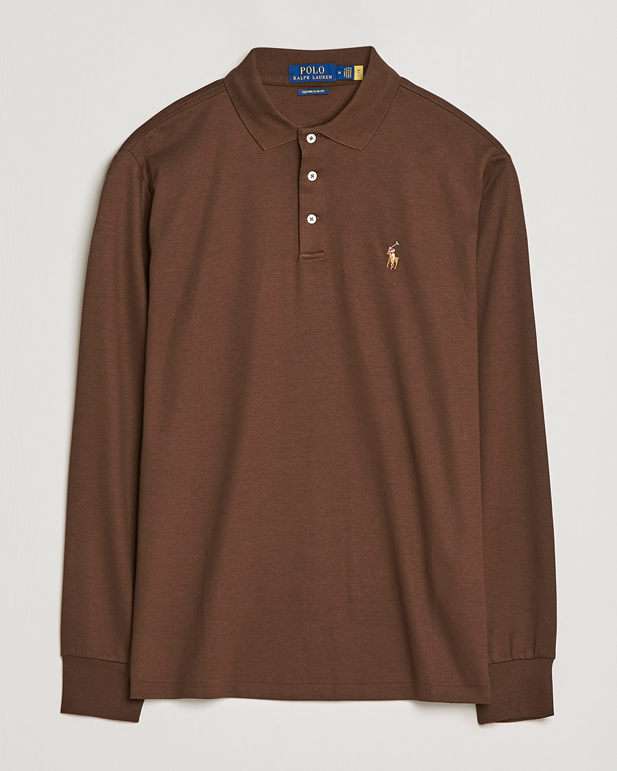 Men | Sweaters & Knitwear | Polo Ralph Lauren | Luxury Pima Cotton Long Sleeve Polo American Brown
