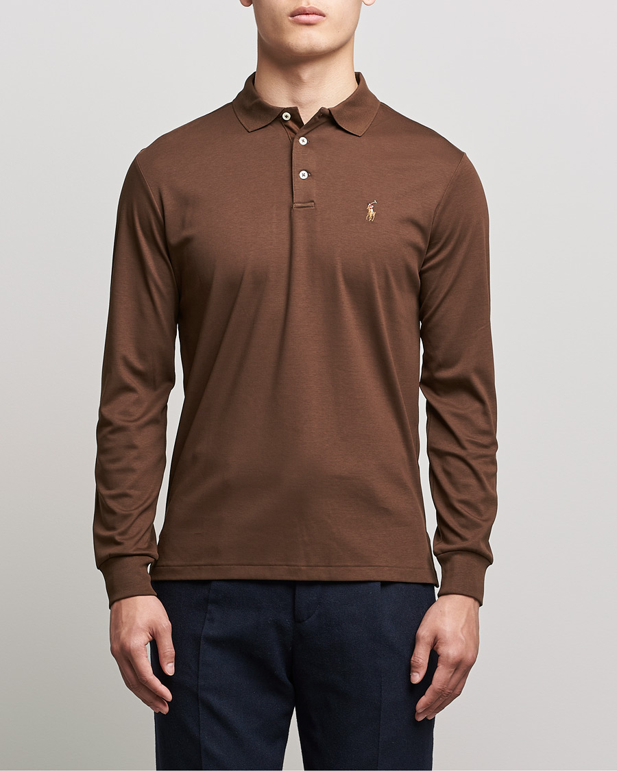 Men | Sweaters & Knitwear | Polo Ralph Lauren | Luxury Pima Cotton Long Sleeve Polo American Brown