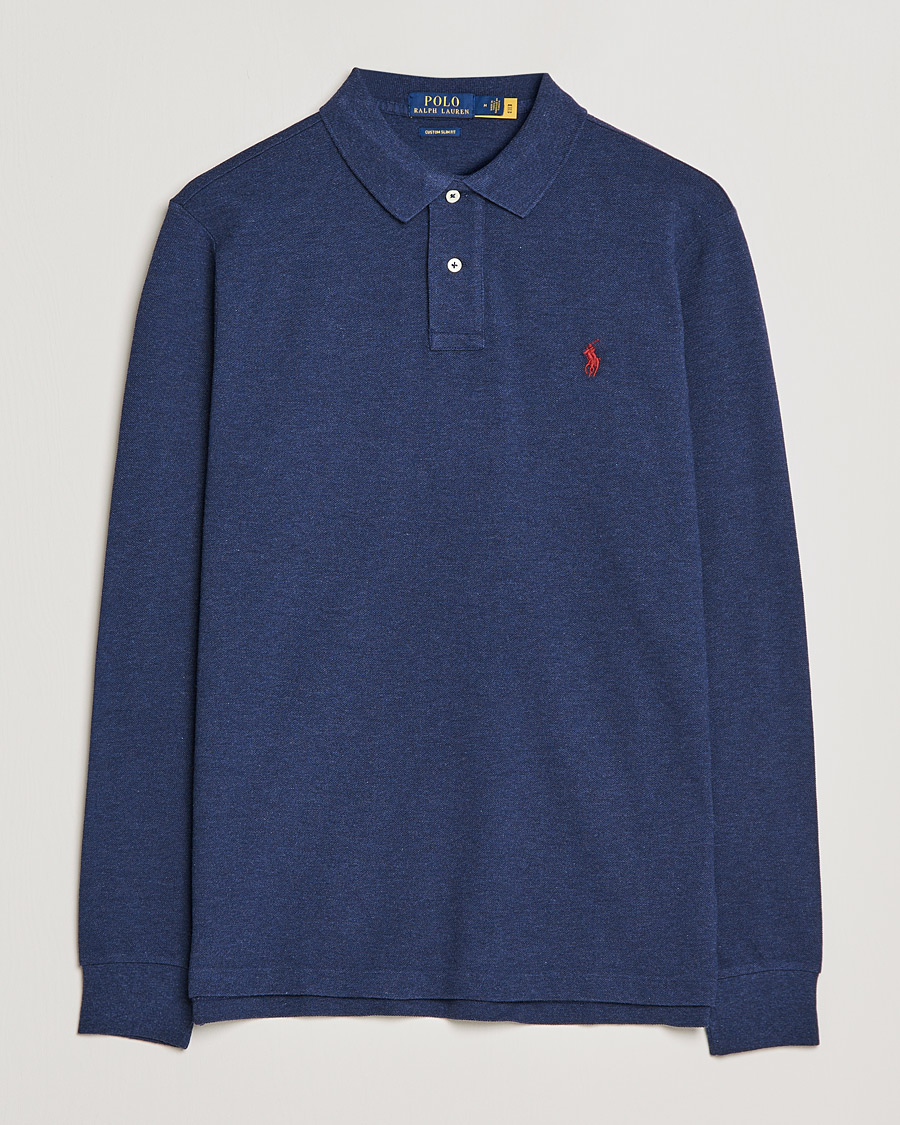 Men | Polo Shirts | Polo Ralph Lauren | Custom Slim Fit Long Sleeve Polo Spring Navy Heather