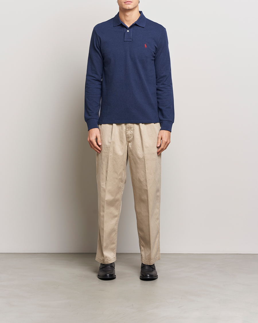Men | Polo Shirts | Polo Ralph Lauren | Custom Slim Fit Long Sleeve Polo Spring Navy Heather