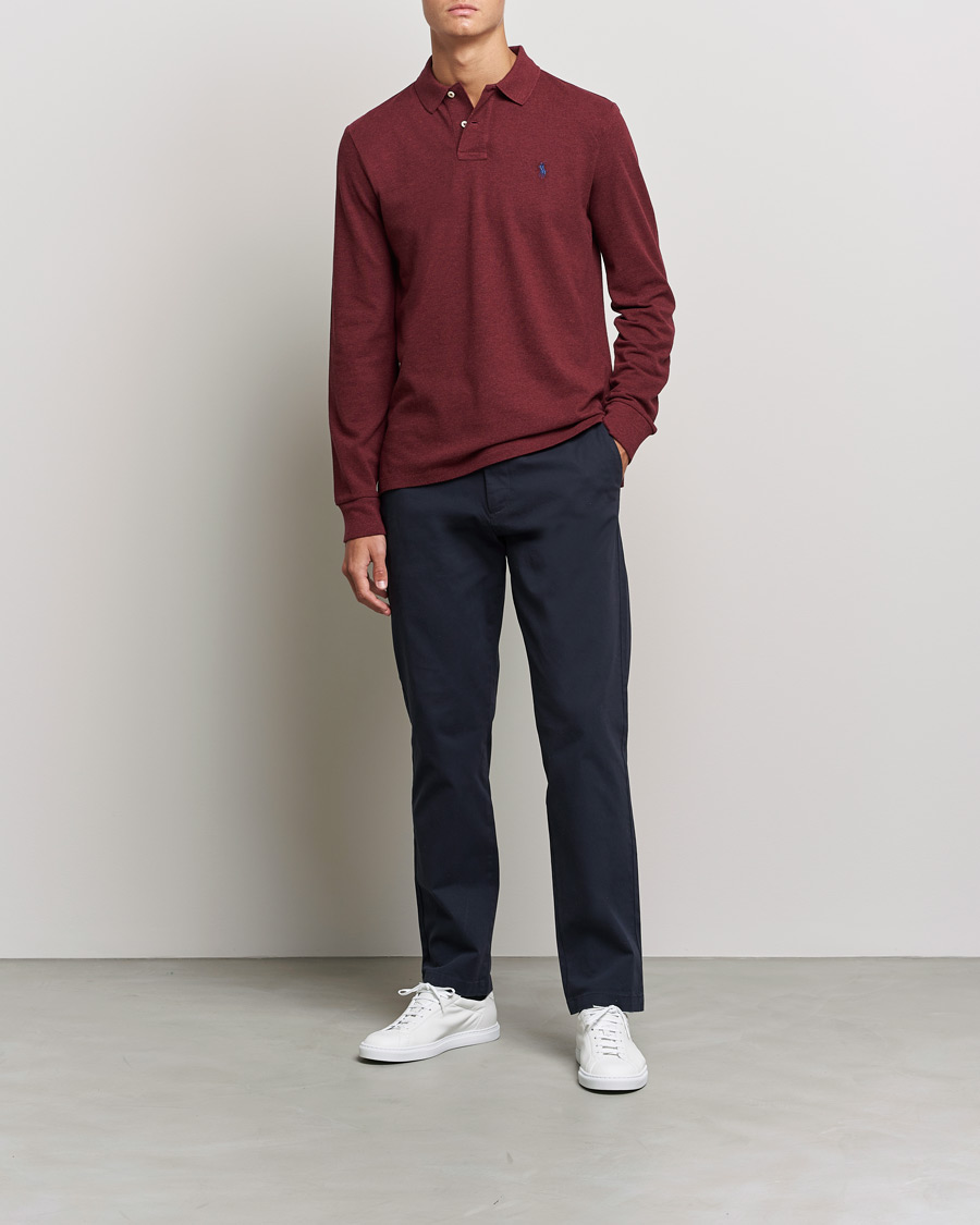 Men | Sweaters & Knitwear | Polo Ralph Lauren | Custom Fit Long Sleeve Polo Spring Wine Heather