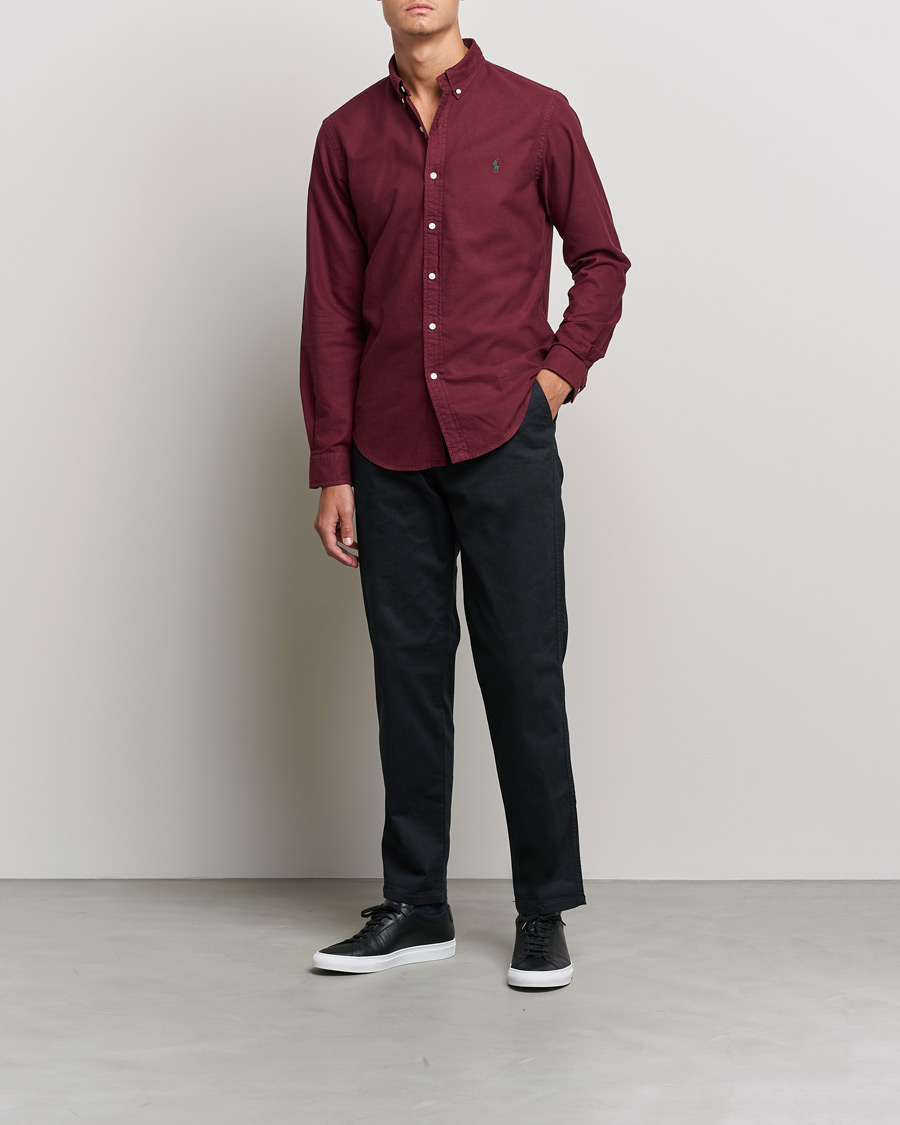 Men | Shirts | Polo Ralph Lauren | Slim Fit Garment Dyed Oxford Rich Ruby
