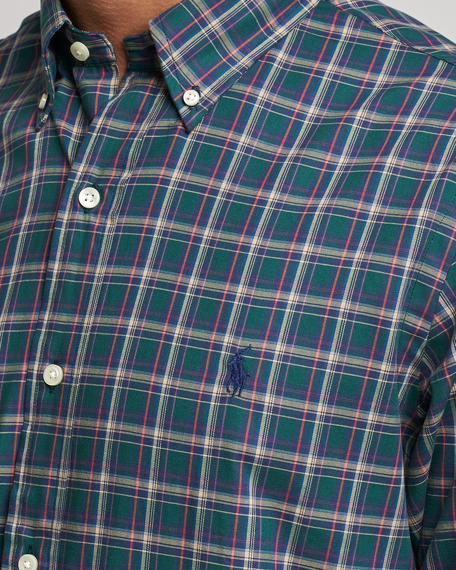 Men | Shirts | Polo Ralph Lauren | Custom Fit Twill Checked Shirt Green/Cream