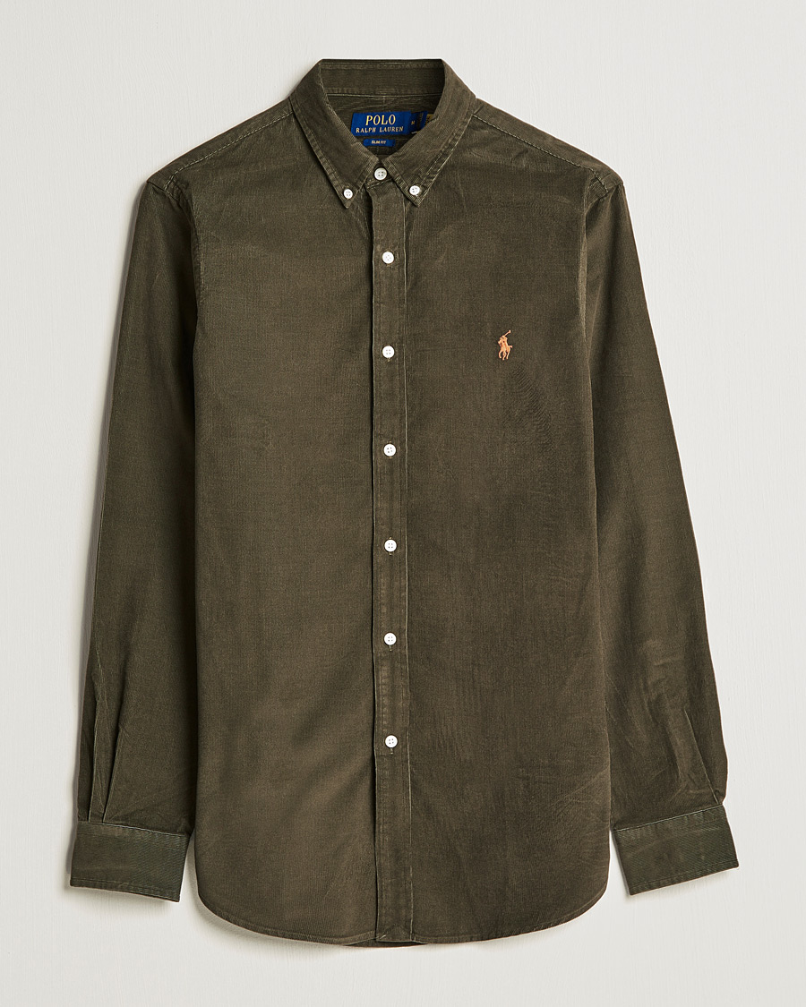 Men | Shirts | Polo Ralph Lauren | Slim Fit Corduroy Shirt Canopy Olive