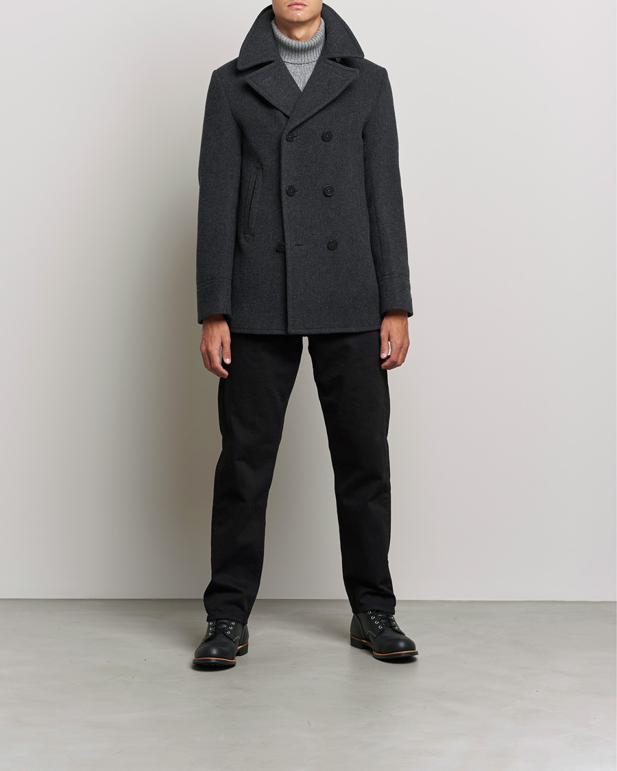 Men | Coats & Jackets | Polo Ralph Lauren | Wool Melton Peacoat Navy Charcoal
