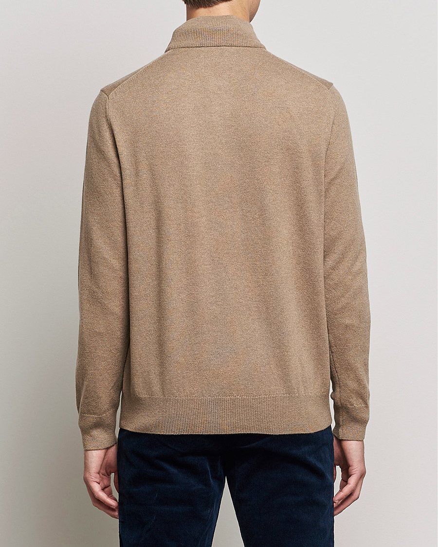 Men | Sweaters & Knitwear | Polo Ralph Lauren | Merino Half Zip Sweater Honey Brown Heather