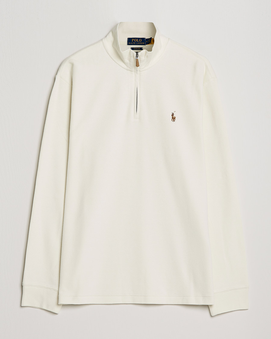 Men | Sweaters & Knitwear | Polo Ralph Lauren | Double Knit Jaquard Half Zip Sweater Parchment Cream