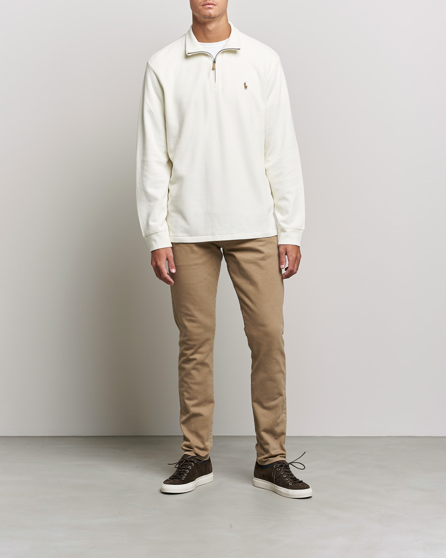 Men | Sweaters & Knitwear | Polo Ralph Lauren | Double Knit Jaquard Half Zip Sweater Parchment Cream