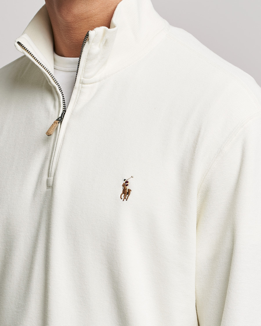 Men | Sweaters & Knitwear | Polo Ralph Lauren | Double Knit Jaquard Half Zip Sweater Parchment Cream