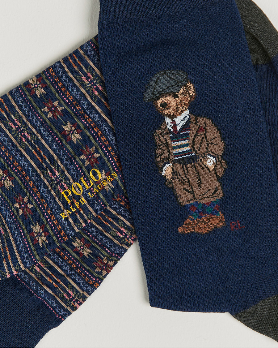 Men | Underwear & Socks | Polo Ralph Lauren | 2-Pack Bear Fairisle Socks Multi