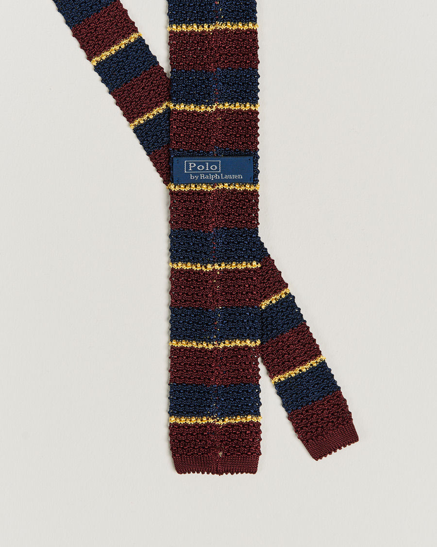Men | Ties | Polo Ralph Lauren | Knitted Striped Tie Wine/Navy/Gold