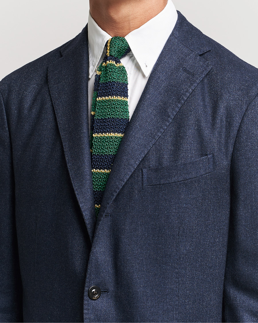 Men | Ties | Polo Ralph Lauren | Knitted Striped Tie Green/Navy/Gold