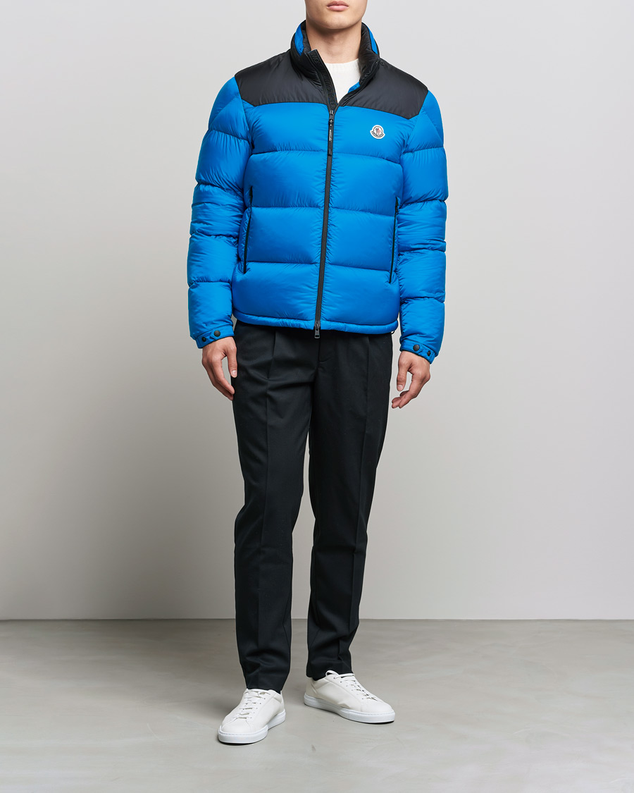 Men | Coats & Jackets | Moncler | Peuplier Down Jacket Black/Sky Blue