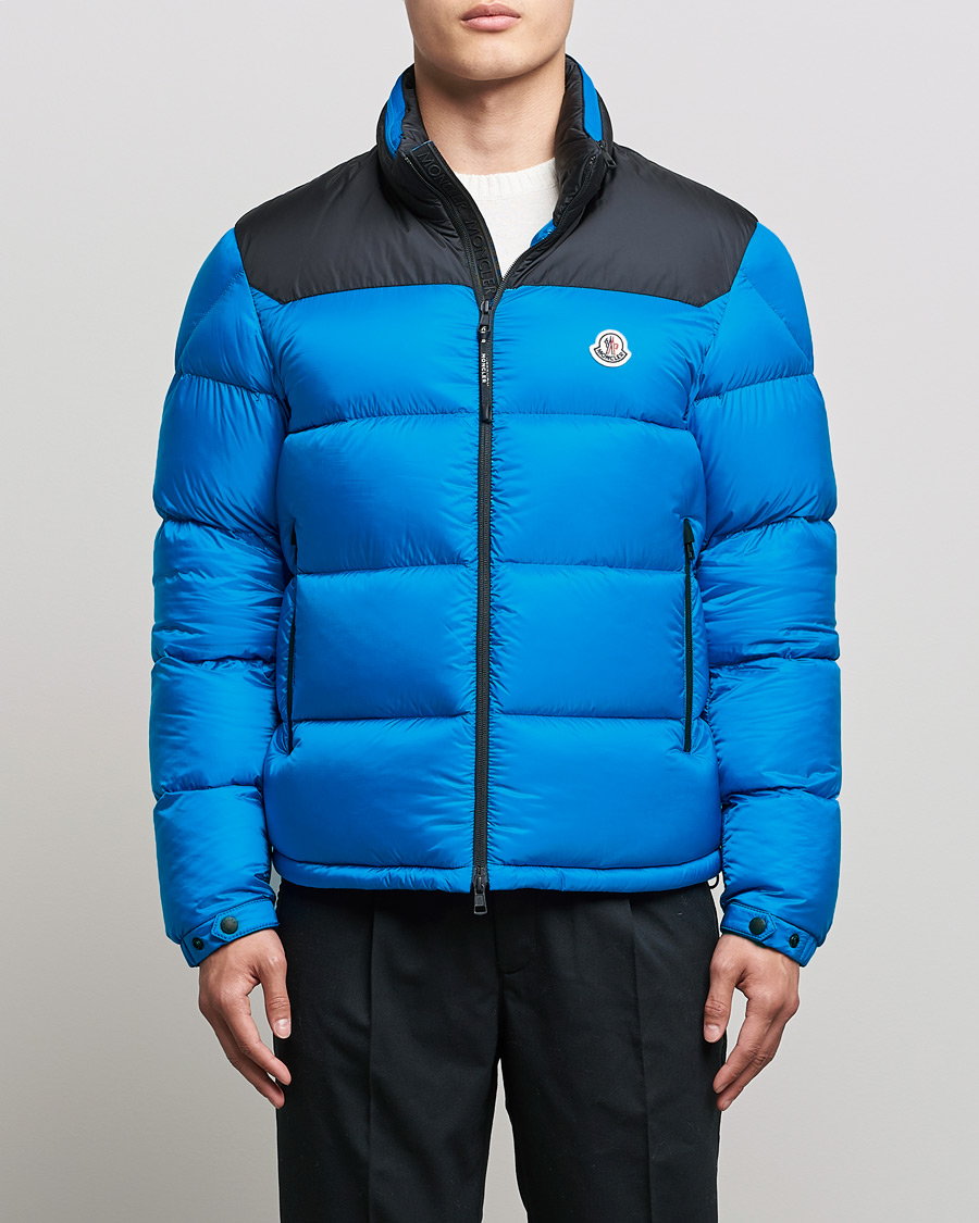 Men | Coats & Jackets | Moncler | Peuplier Down Jacket Black/Sky Blue