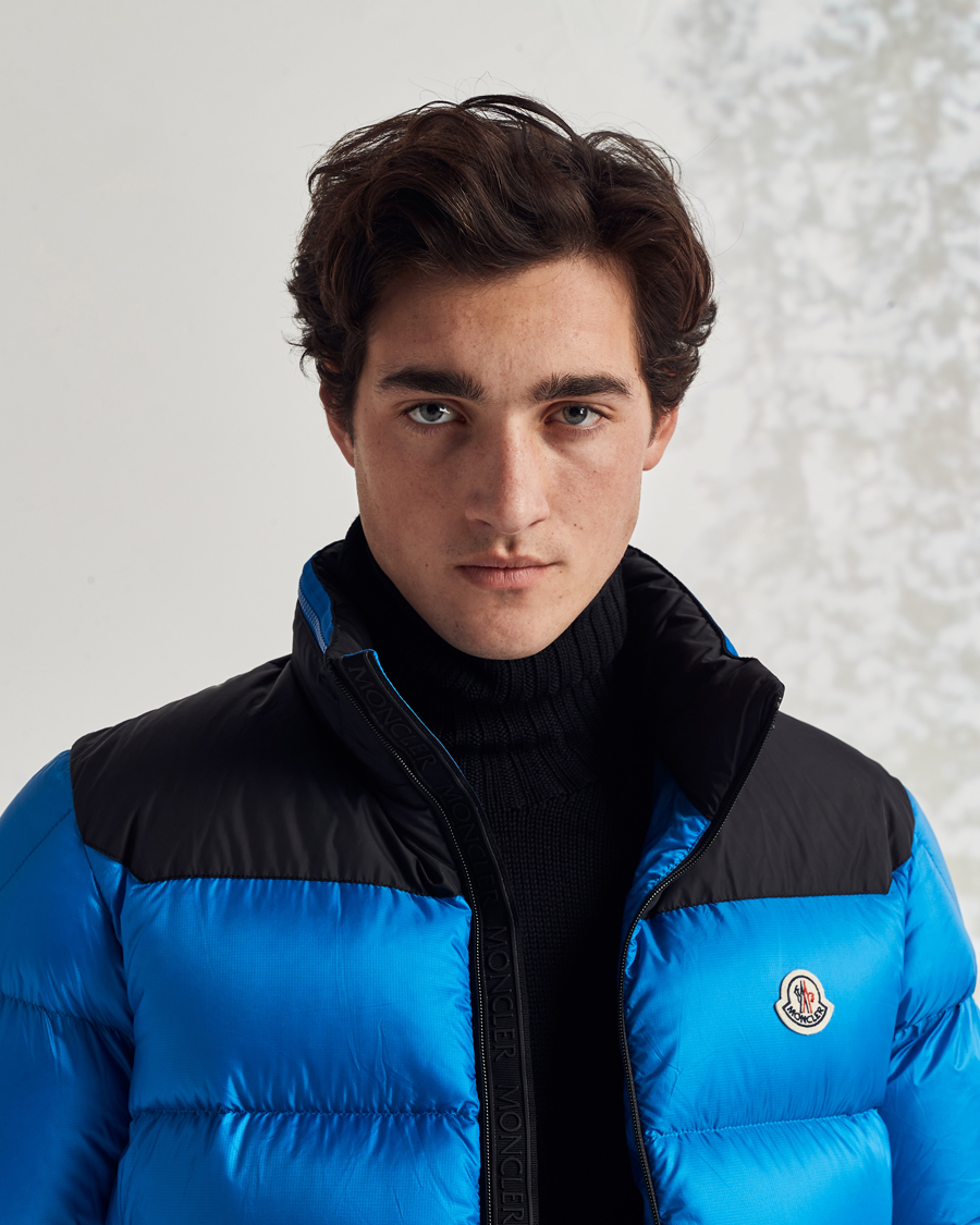 Men | Coats & Jackets | Moncler | Peuplier Down Jacket Black/Sky Blue