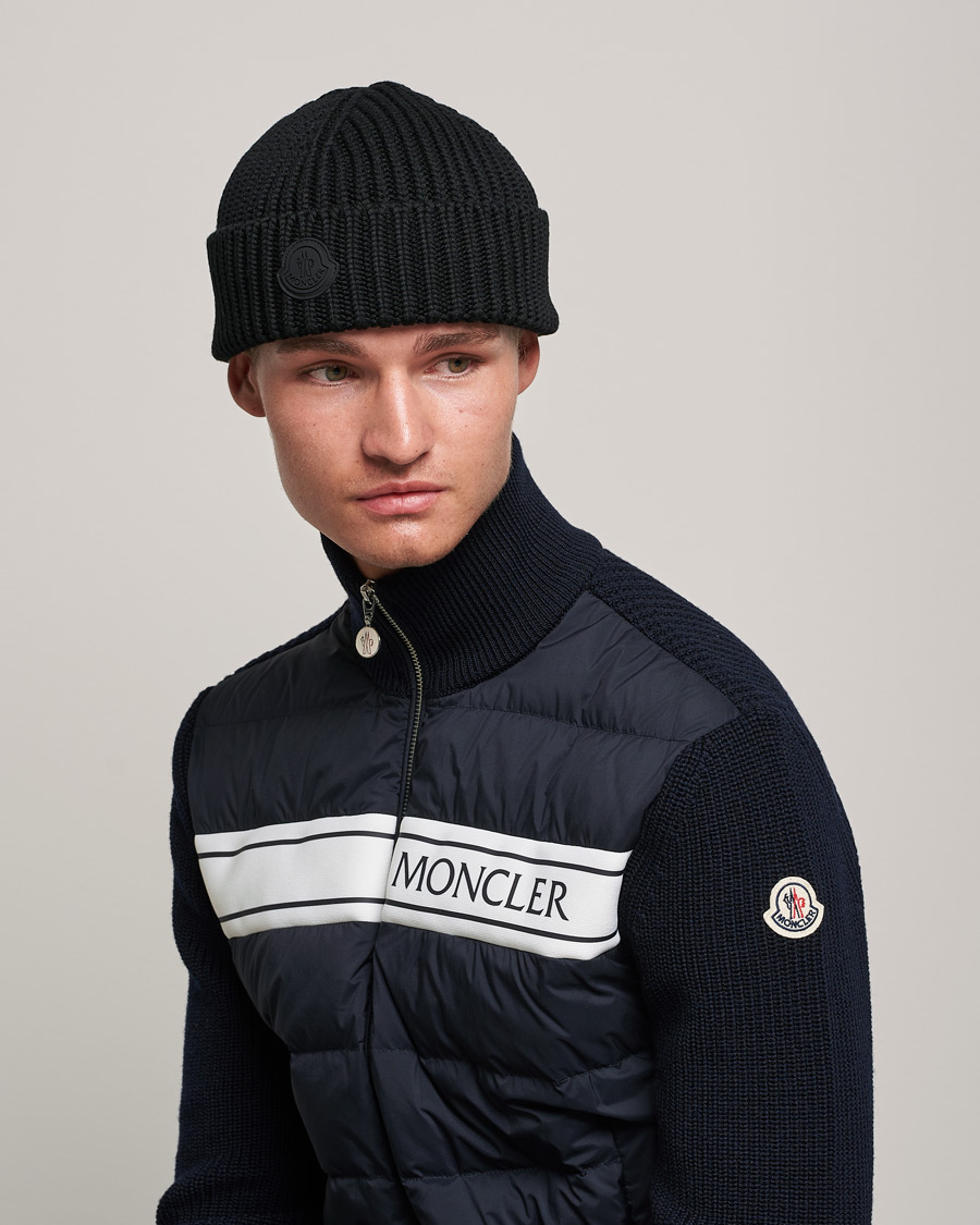 Men | Moncler Tonal Logo Beanie Black | Moncler | Tonal Logo Beanie Black