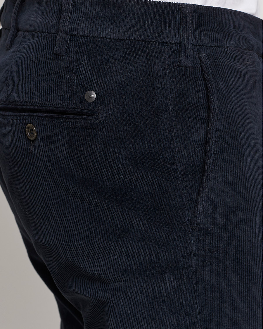 Men | Trousers | Canali | Slim Fit Corduroy Trousers Navy