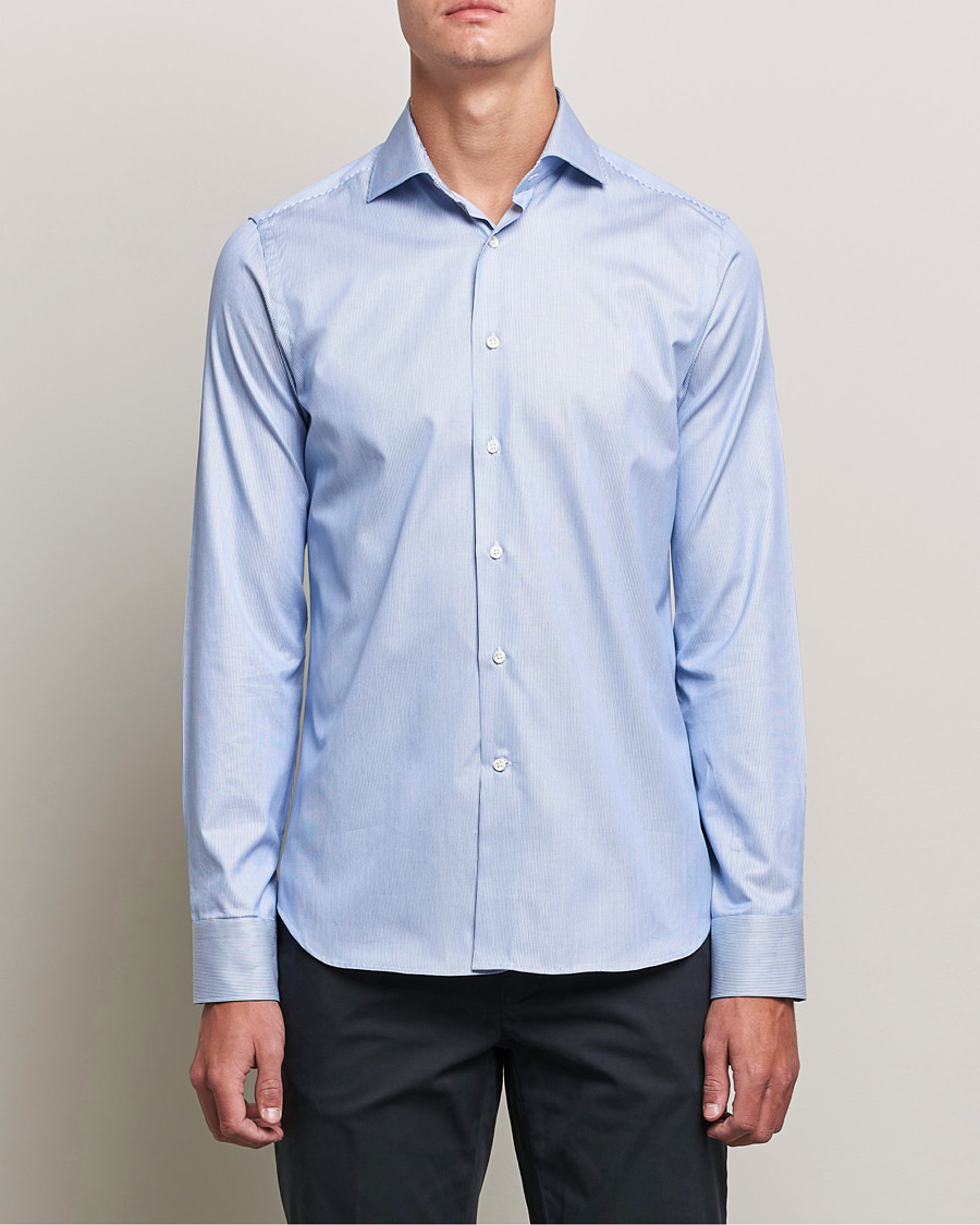 Men | Shirts | Canali | Slim Fit Cut Away Shirt Blue Stripe