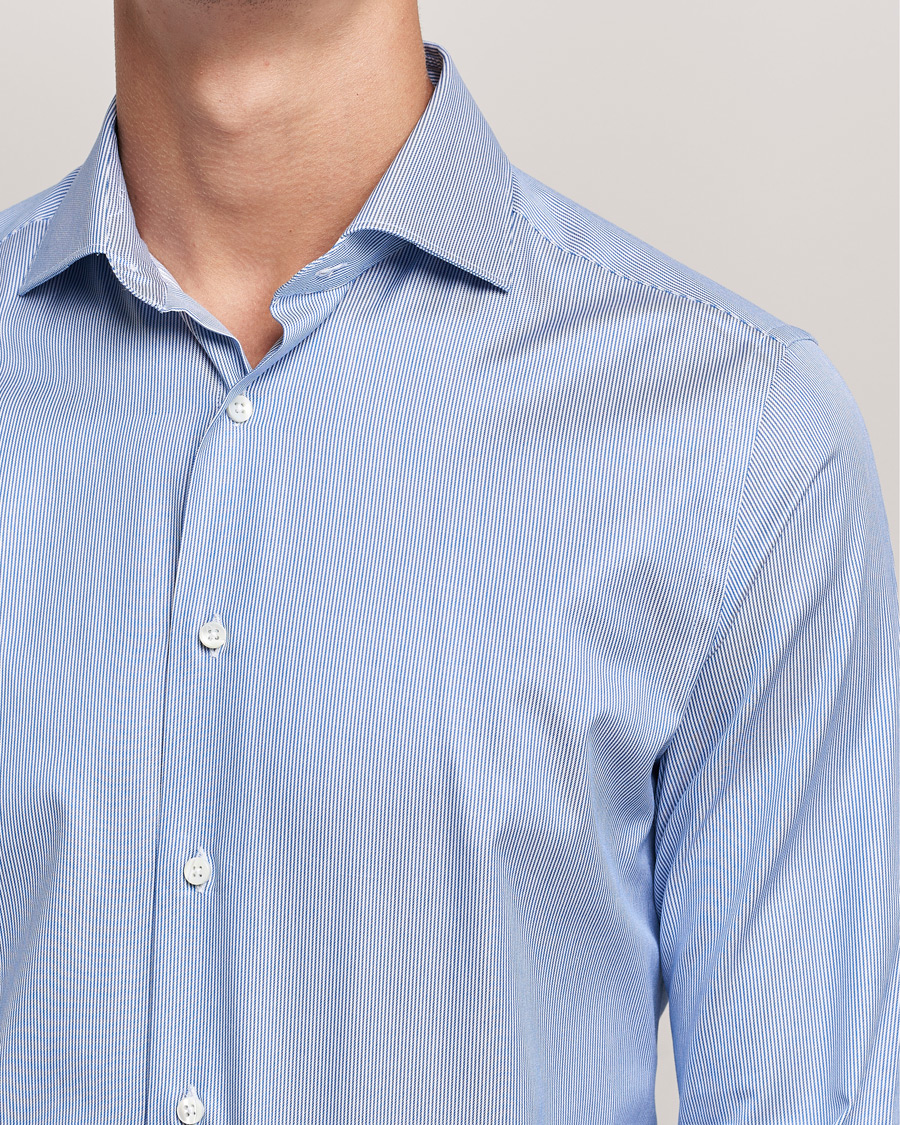 Men | Shirts | Canali | Slim Fit Cut Away Shirt Blue Stripe