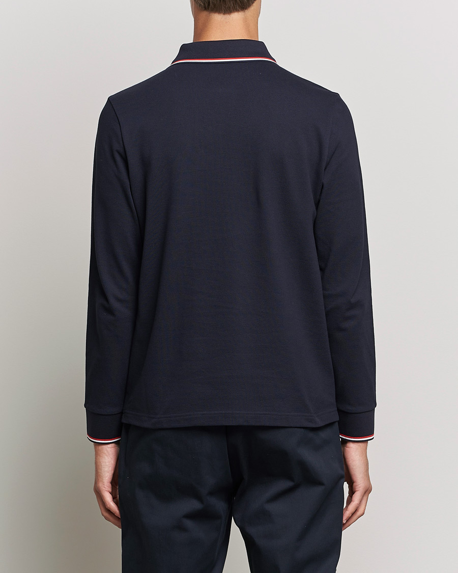 Men | Sweaters & Knitwear | Moncler | Long Sleeve Logo Tipped Polo Navy