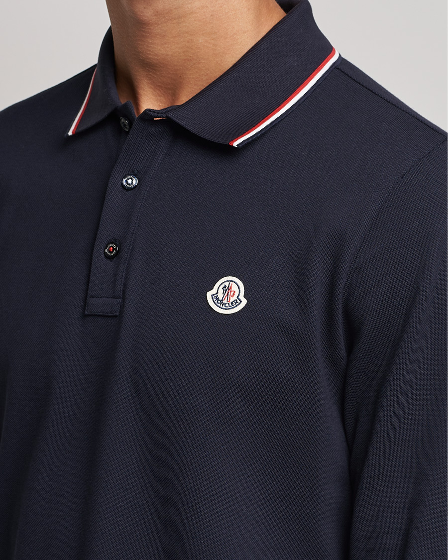 Men | Sweaters & Knitwear | Moncler | Long Sleeve Logo Tipped Polo Navy