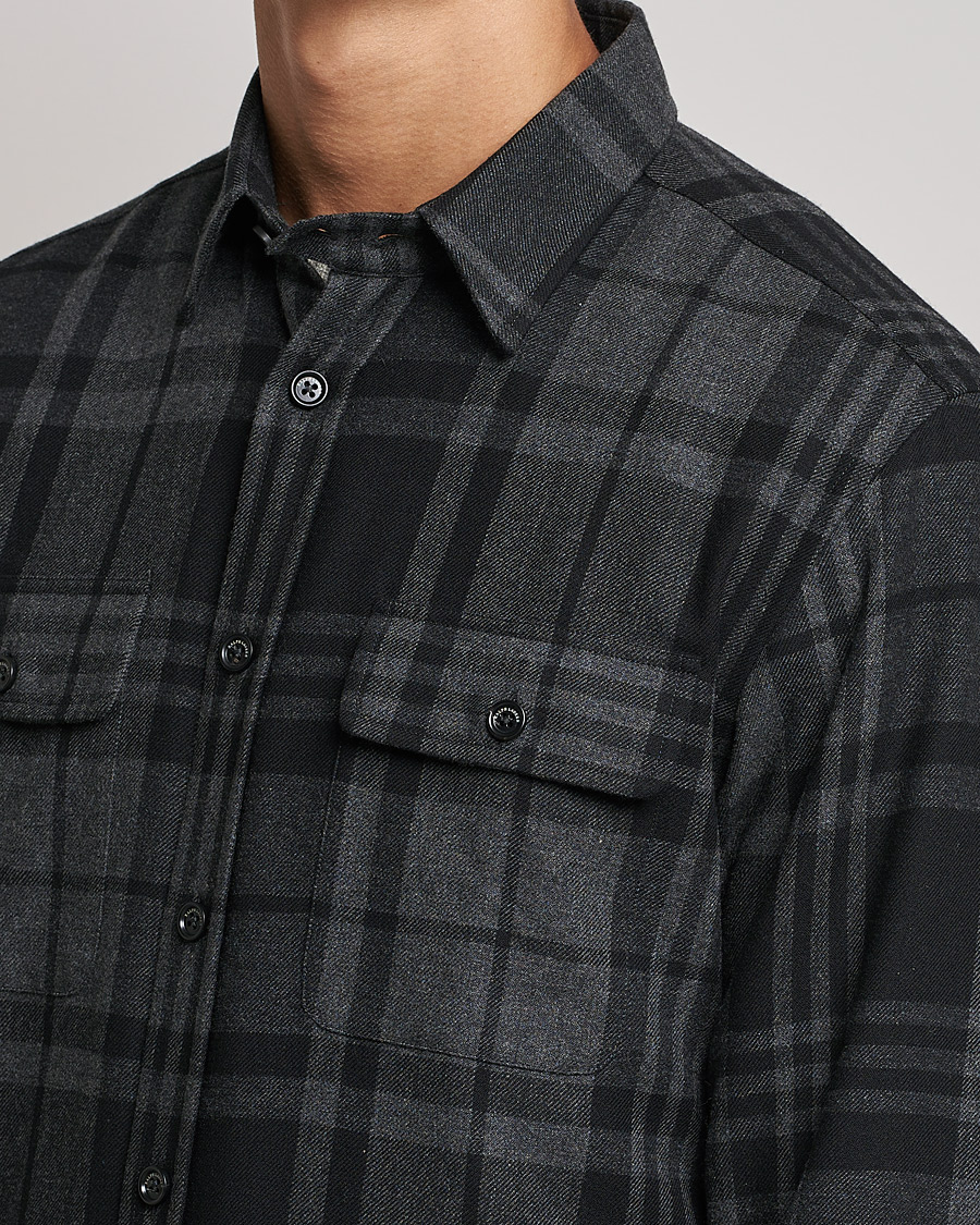 Men | Shirts | Ralph Lauren Purple Label | Glencheck Wool Overshirt Dark Grey