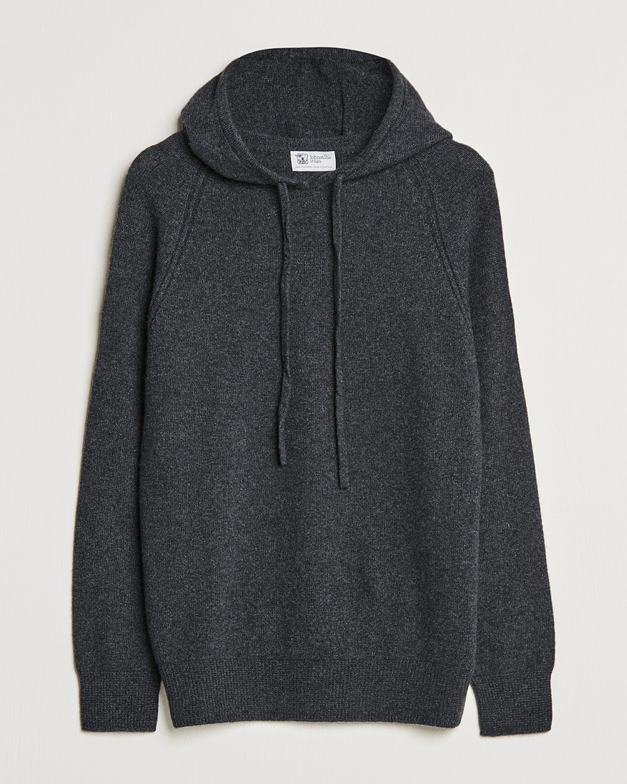 Men | Sweaters & Knitwear | Johnstons of Elgin | Seamless Cashmere Hoodie Carbon