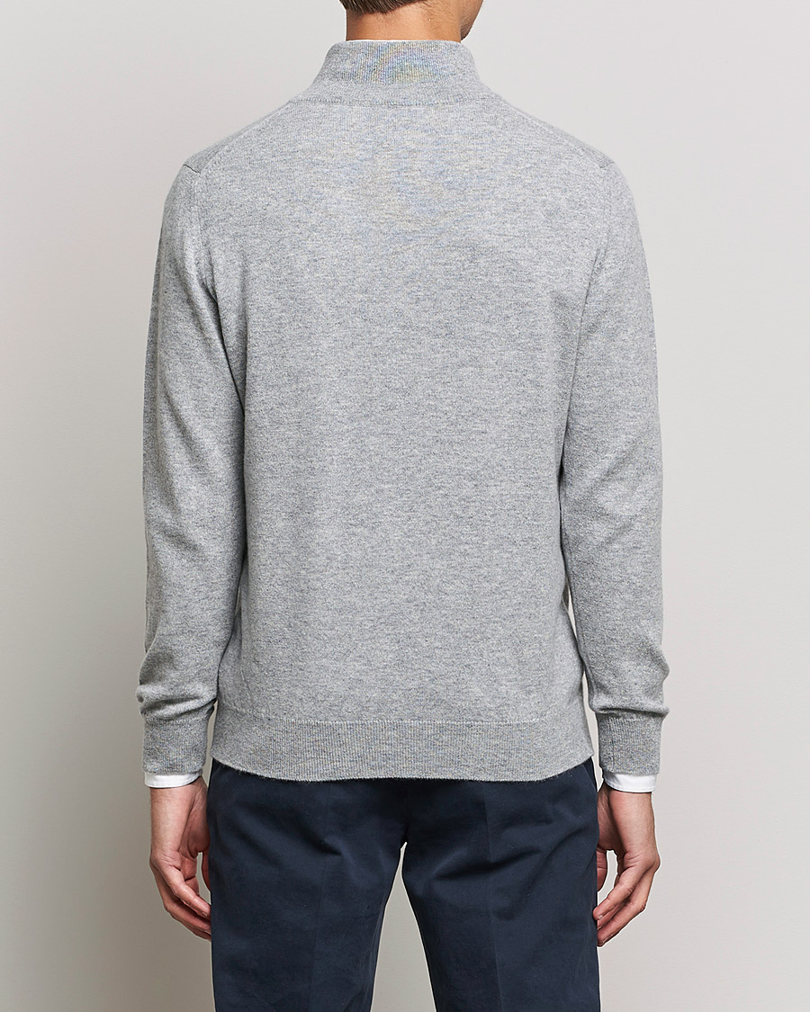 Men | Sweaters & Knitwear | Johnstons of Elgin | 2-Ply Cashmer Half Zip Silver