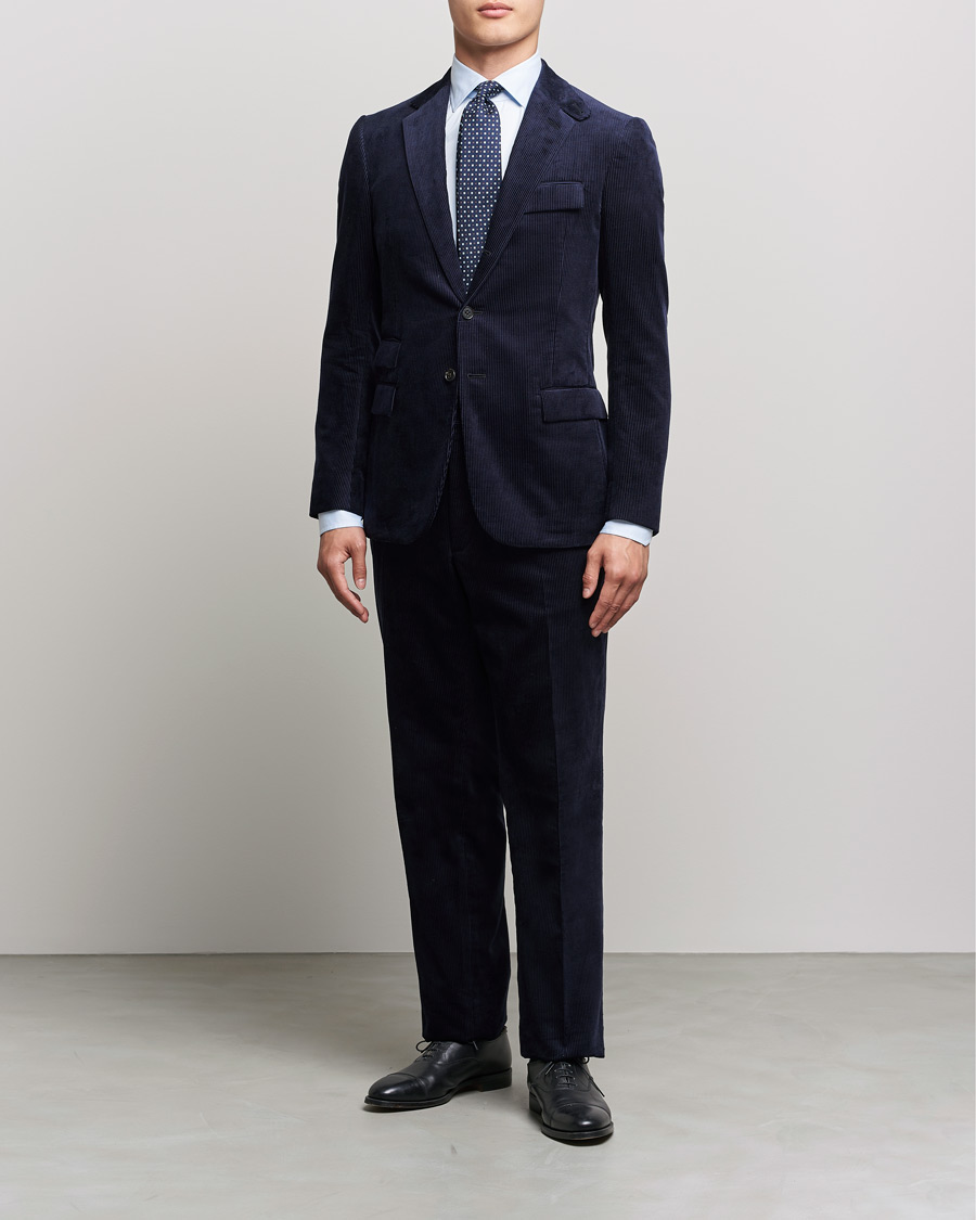 Men | Blazers | Ralph Lauren Purple Label | Wale Corduroy Blazer Chairman Navy