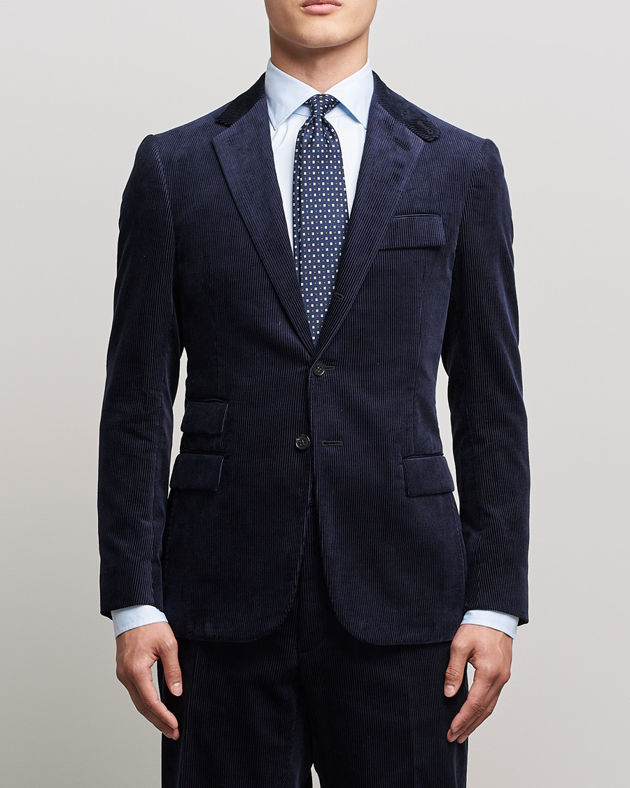 Men | Blazers | Ralph Lauren Purple Label | Wale Corduroy Blazer Chairman Navy