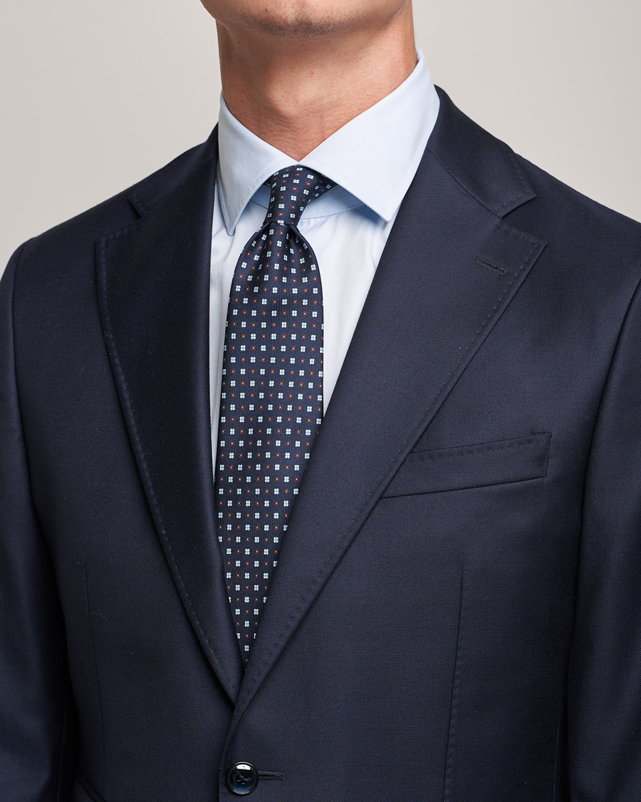 Men | E. Marinella 3-Fold Micro Dot Silk Tie Navy | E. Marinella | 3-Fold Micro Dot Silk Tie Navy