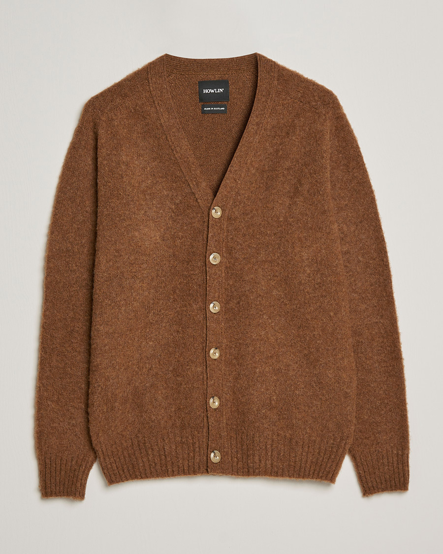 Men | Sweaters & Knitwear | Howlin' | Brushed Wool Cardigan Nuts