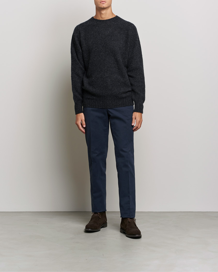Men | Sweaters & Knitwear | Howlin' | Brushed Wool Sweater Charcoal