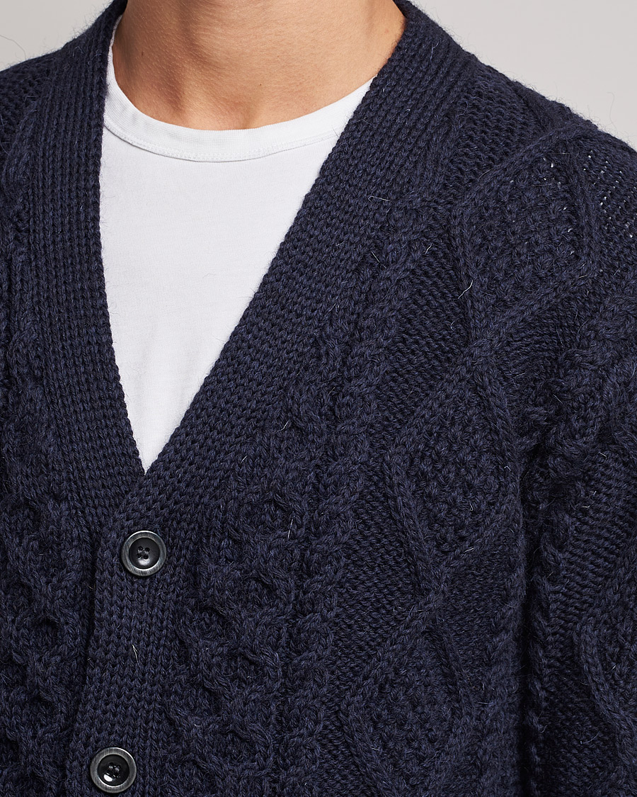 Men | Sweaters & Knitwear | Howlin' | Cable Knitted Wool Cardigan Navy