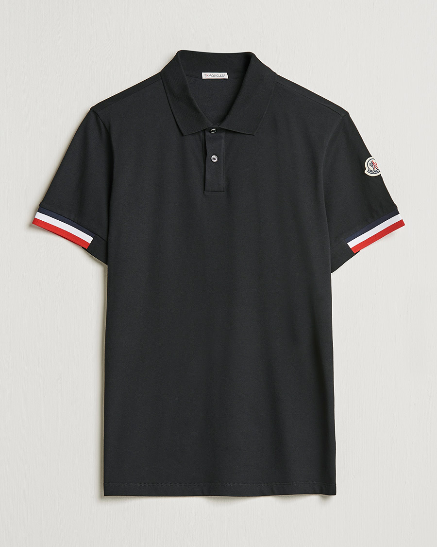 Men | Polo Shirts | Moncler | Contrast Rib Polo Black