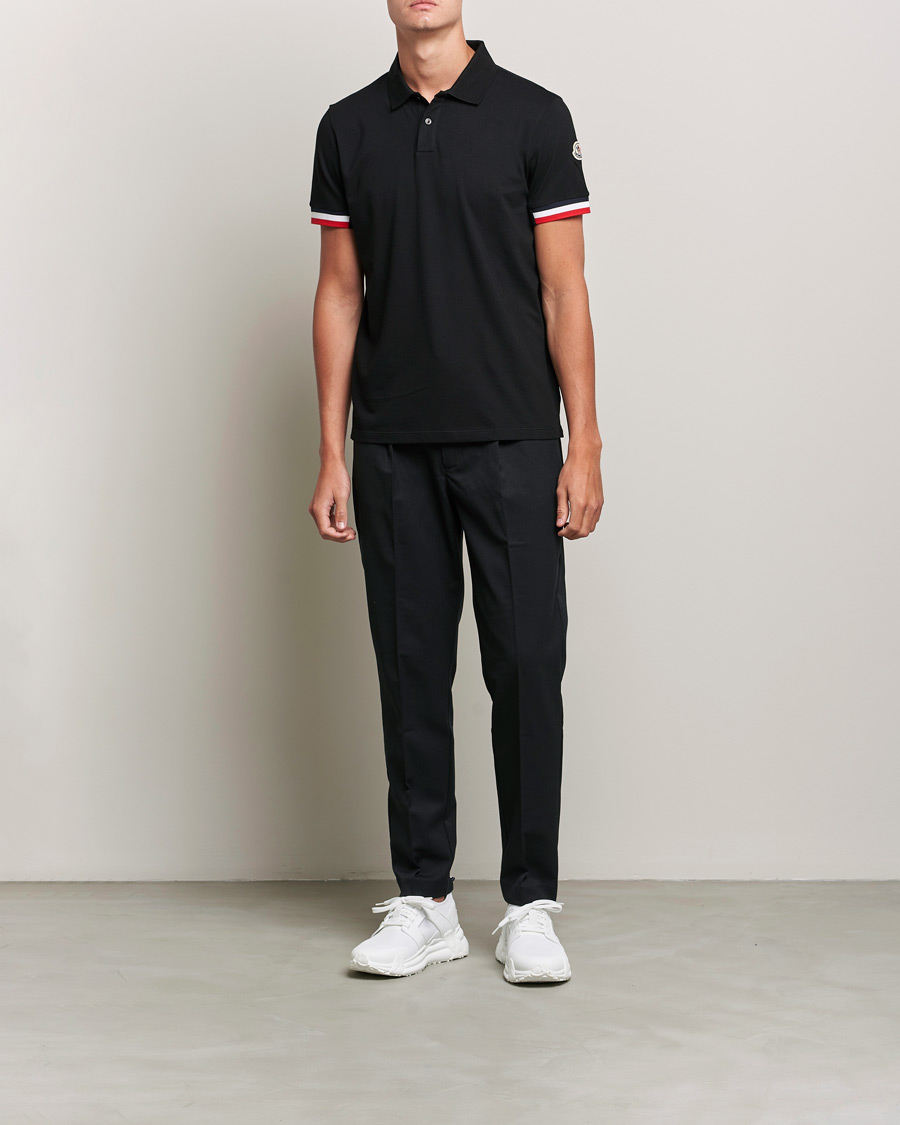 Men | Polo Shirts | Moncler | Contrast Rib Polo Black