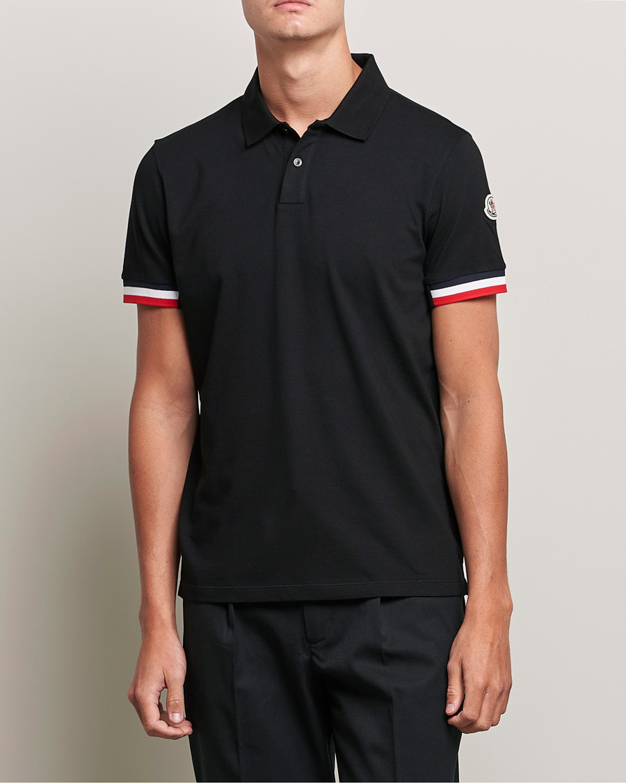 Men | Polo Shirts | Moncler | Contrast Rib Polo Black