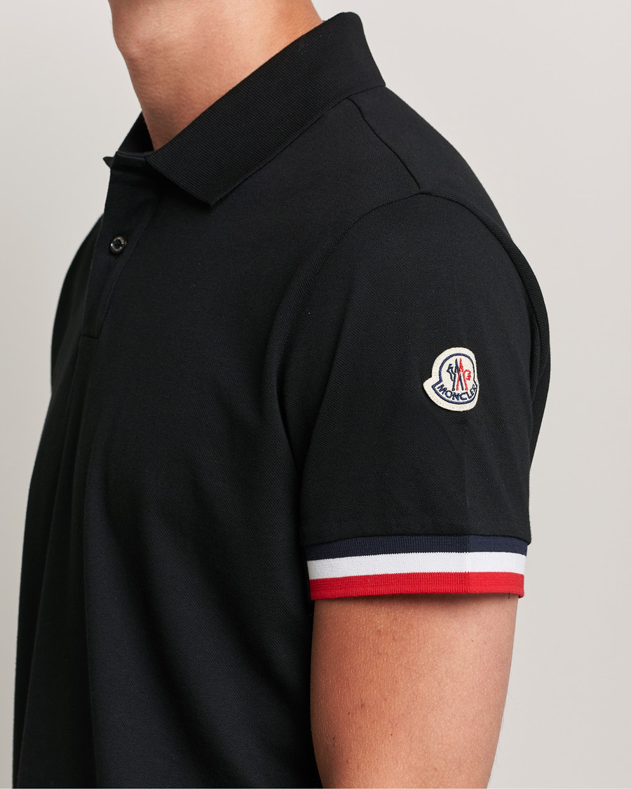 Men | Polo Shirts | Moncler | Contrast Rib Polo Black