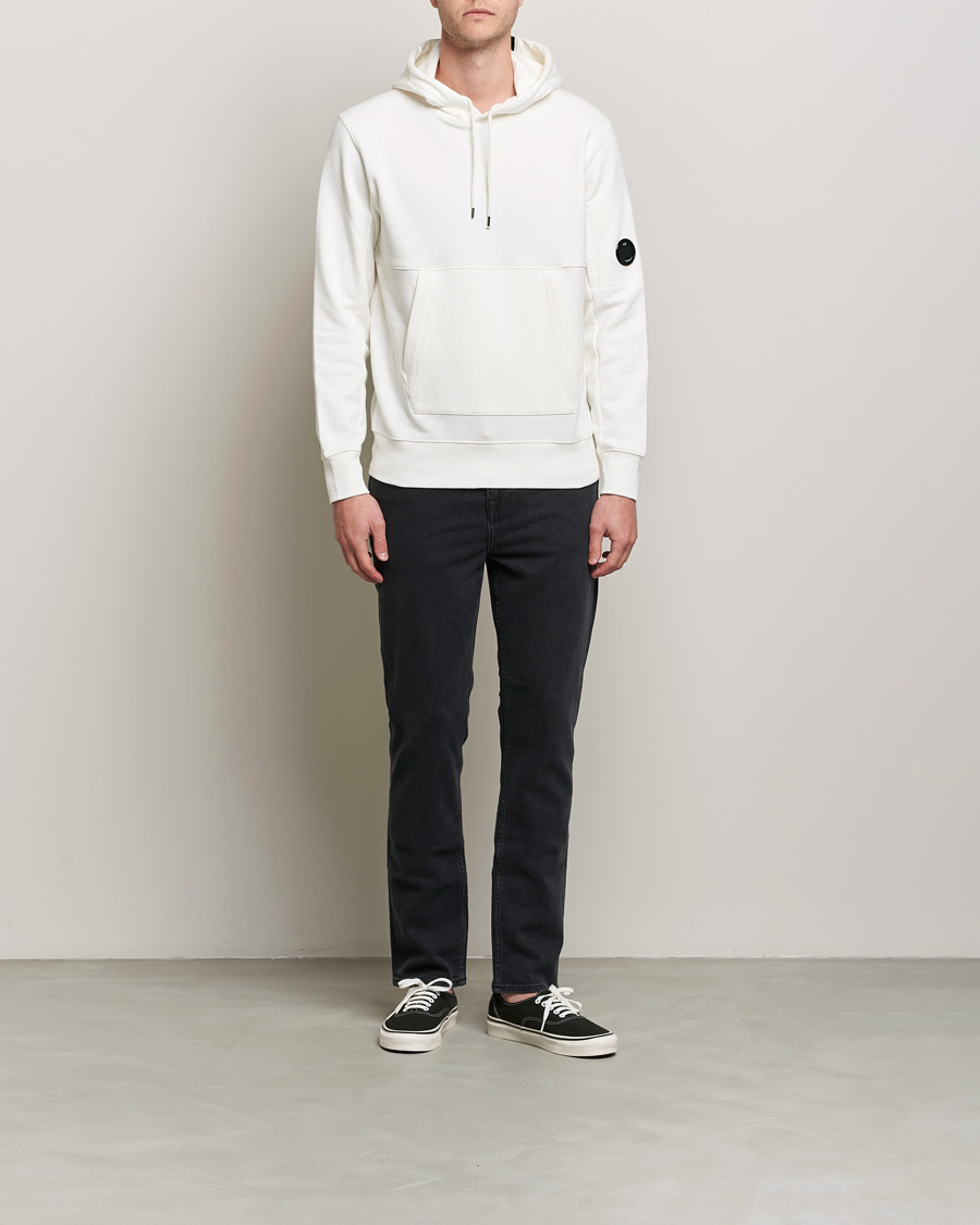 Men | Sweaters & Knitwear | C.P. Company | Diagonal Raised Fleece Hooded Lens Sweatshirt White