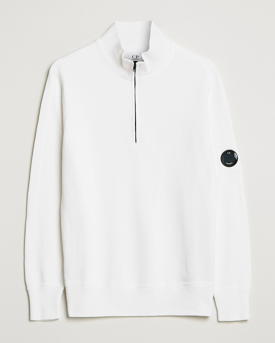 Men | Sweaters & Knitwear | C.P. Company | Knitted Cotton Lens Half Zip White