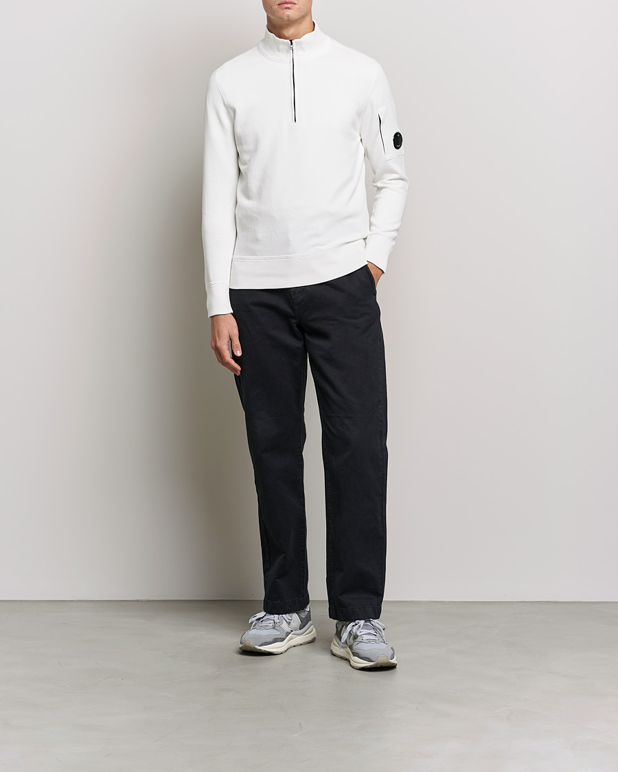 Men | Sweaters & Knitwear | C.P. Company | Knitted Cotton Lens Half Zip White