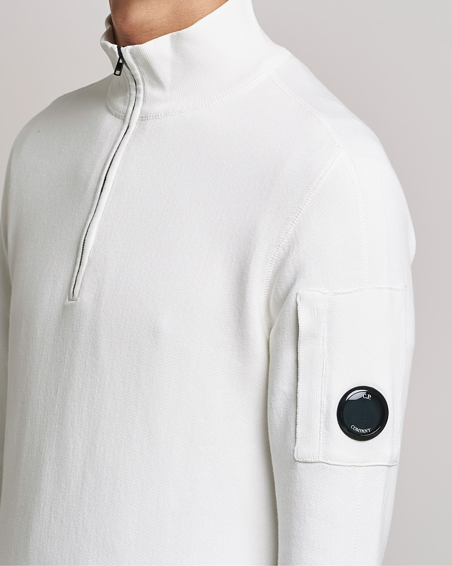 Men | Sweaters & Knitwear | C.P. Company | Knitted Cotton Lens Half Zip White