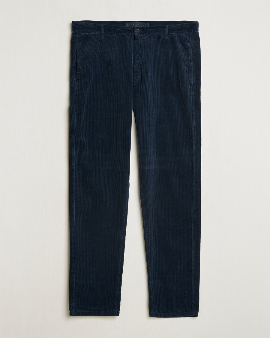 Men | Trousers | Aspesi | Corduroy Pants Navy