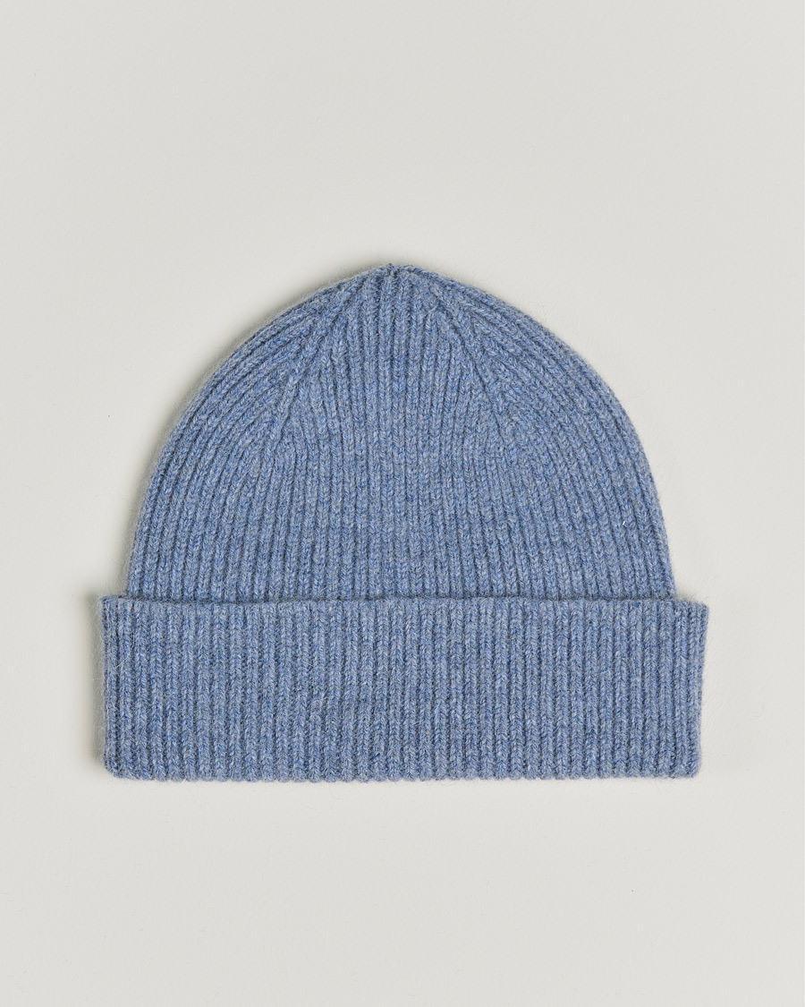 Men | Beanies | Le Bonnet | Lambswool/Caregora Beanie Washed Denim