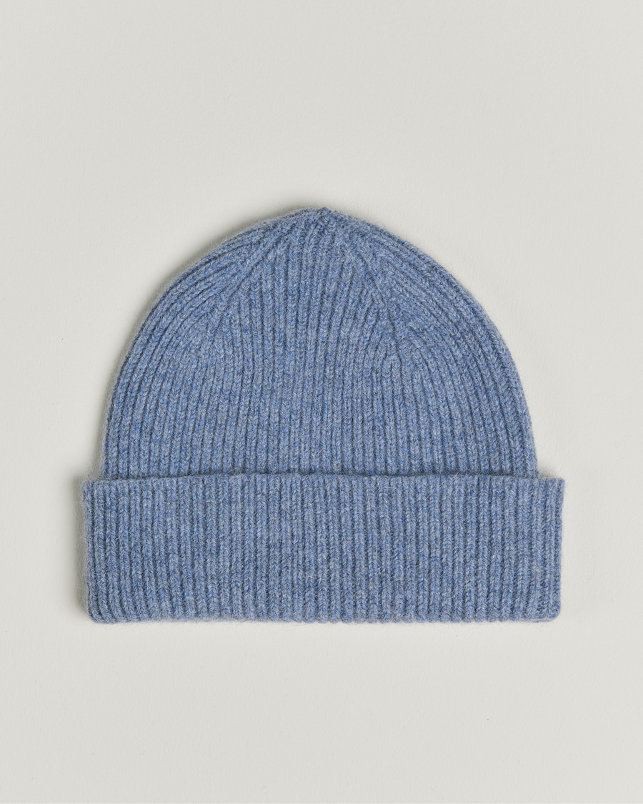 Men | Beanies | Le Bonnet | Lambswool/Caregora Beanie Washed Denim