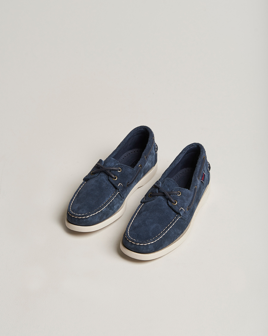 Men | Boat Shoes | Sebago | Docksides Suede Boat Shoe Blue Navy