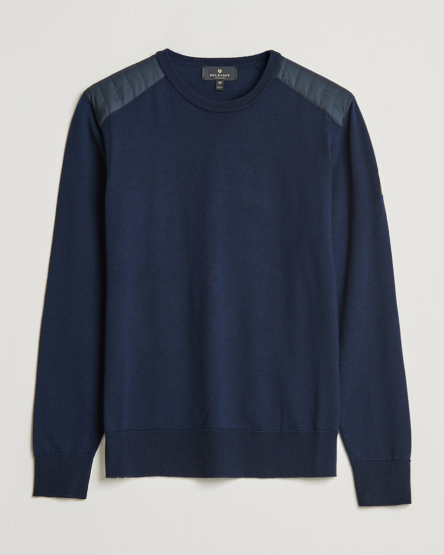 Men | Sweaters & Knitwear | Belstaff | Kerrigan Crew Neck Merino Sweatshirt Washed Navy