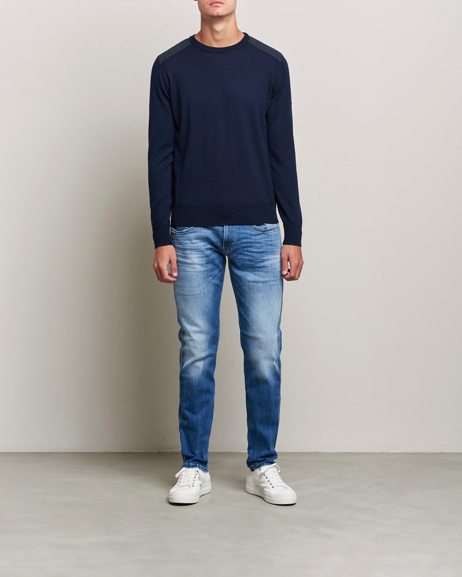 Men | Sweaters & Knitwear | Belstaff | Kerrigan Crew Neck Merino Sweatshirt Washed Navy