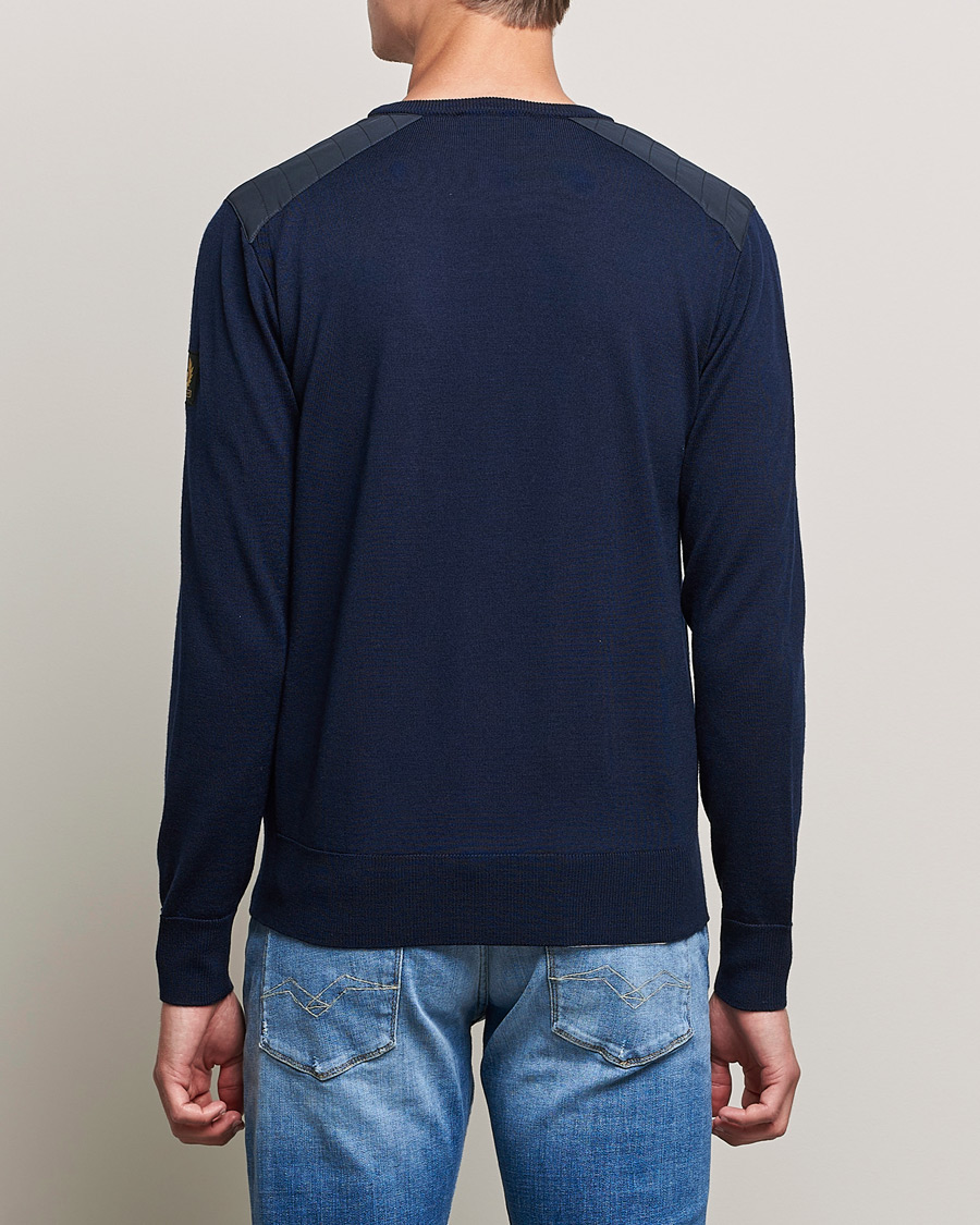 Men | Sweaters & Knitwear | Belstaff | Kerrigan Crew Neck Merino Sweatshirt Washed Navy