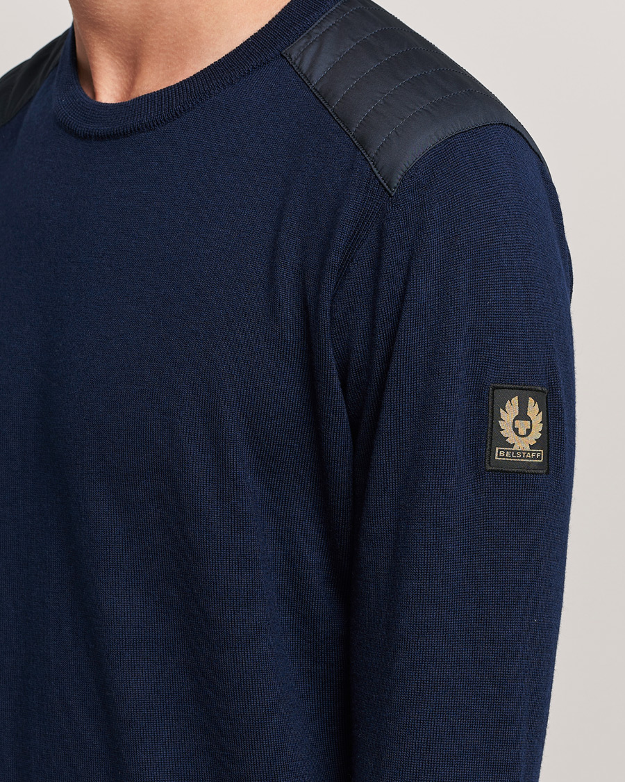 Men | Sweaters & Knitwear | Belstaff | Kerrigan Crew Neck Merino Sweatshirt Washed Navy